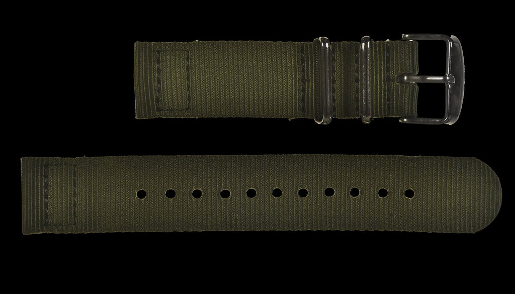 MWC Watch Strap - 20mm - NATO Military Ballistic Nylon with Stainless Steel Fasteners - 2 Piece