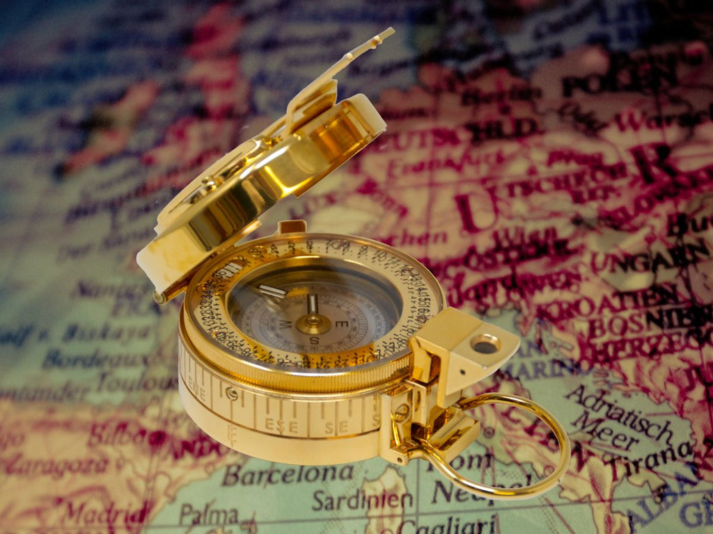 Pyser Optics – Francis Barker M-73 24ct Gold Plated Brass Presentation Compass