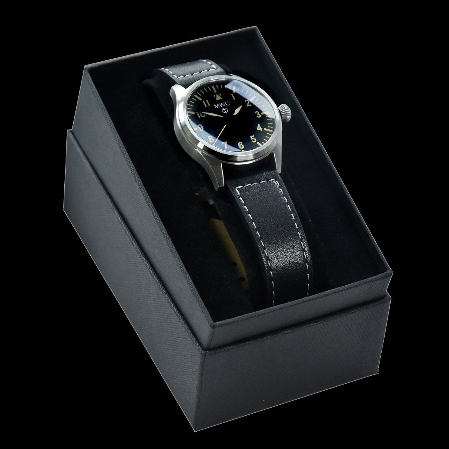MWC Classic Pilots Watch - 40mm Stainless Steel Aviator Watch with Hybrid Movement and 100m Water Resistance