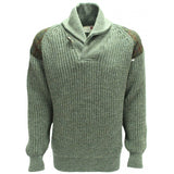 Byreman - Chunky knit Shawl Collar Sweater with Harris Tweed patches