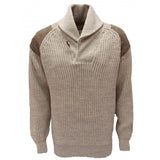 Byreman - Chunky knit Shawl Collar Sweater with Harris Tweed patches