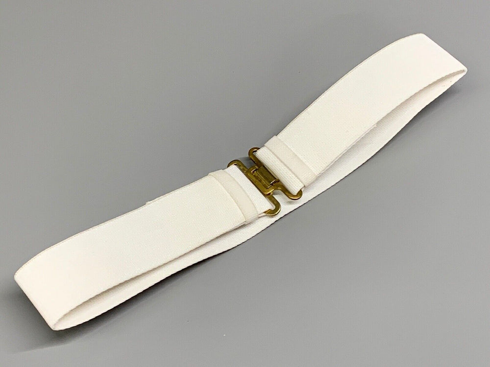 Genuine British Army Issue White Courlene Parade Belt With Brass Buckles