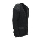 Laird - Chunky knit traditional cardigan with Harris Tweed patches