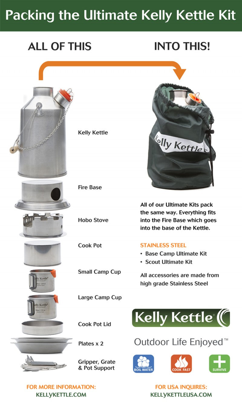 Kelly Kettle Scout Stainless Steel Ultimate Kit