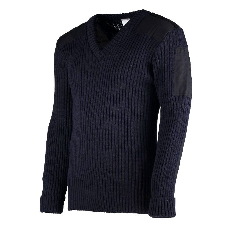 York Woolly Pully Vee Neck Sweater With Patches, Epaulettes and Pen Pocket  9047