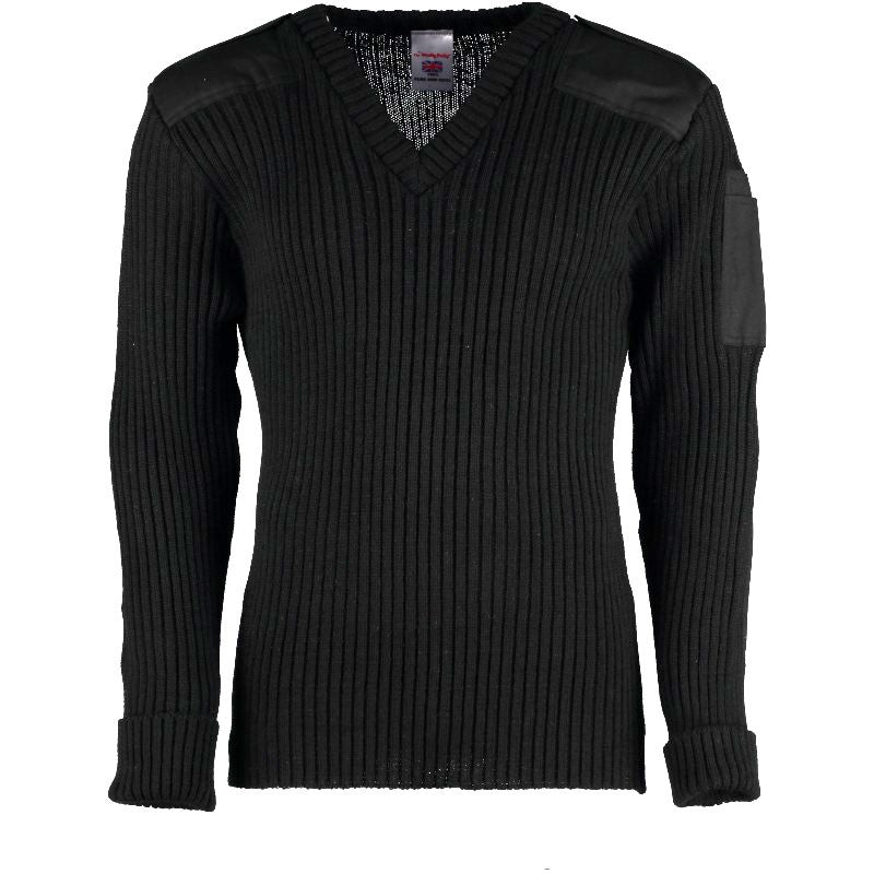York Woolly Pully Vee Neck Sweater With Patches, Epaulettes and Pen Pocket 9047
