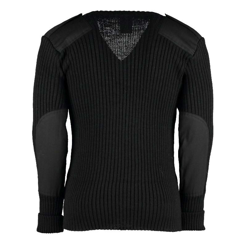 York Woolly Pully Vee Neck Sweater With Patches And Epaulettes