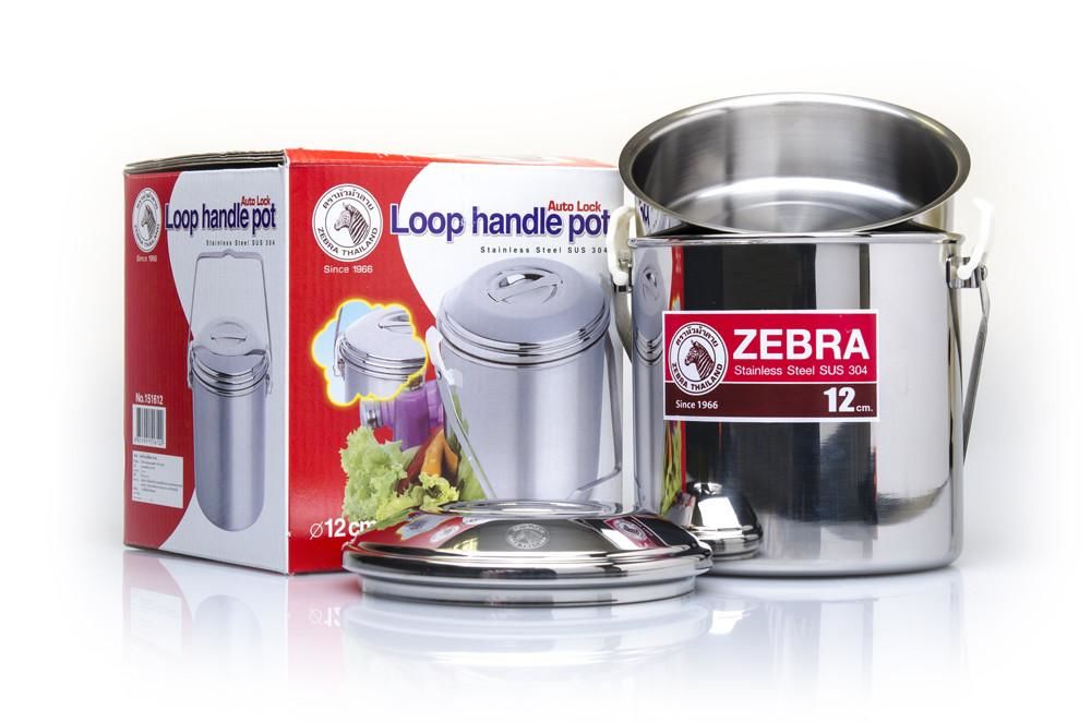 Zebra 12cm Loop Handle Pot (Plastic Clips)